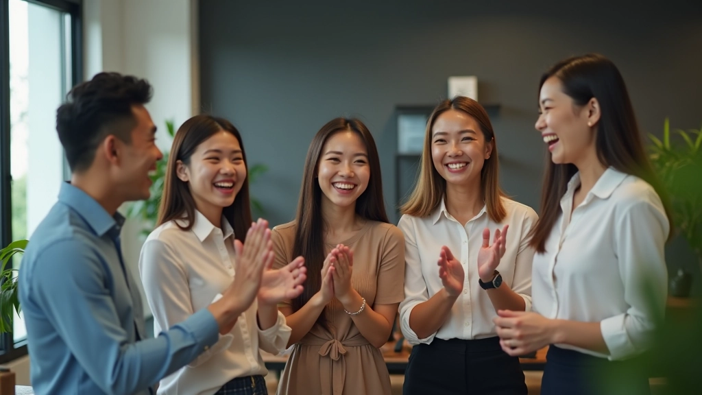 Team members celebrating success and achievement