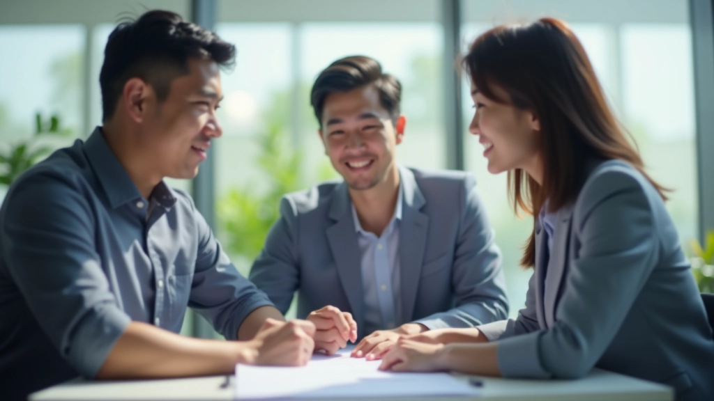 Team members working collaboratively in modern office space with open communication and focused engagement