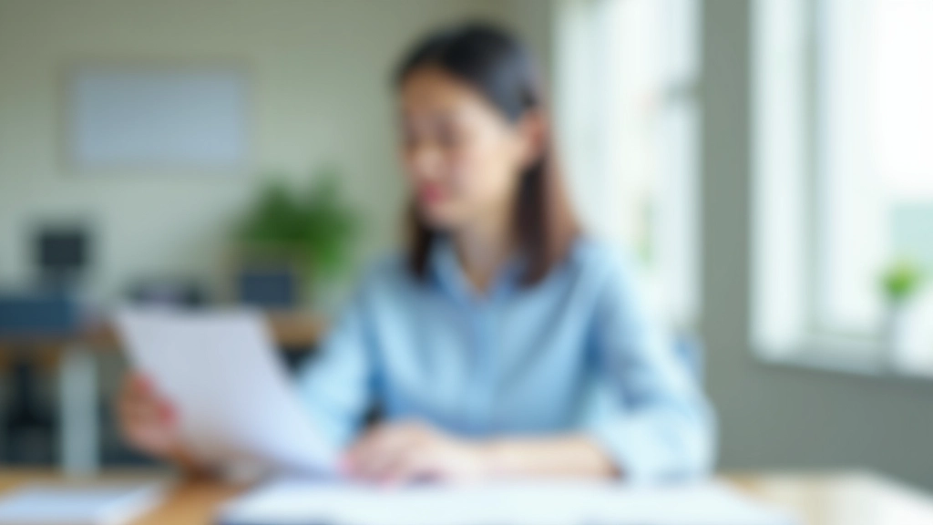 Professional woman at modern office desk reviewing delegation strategy document